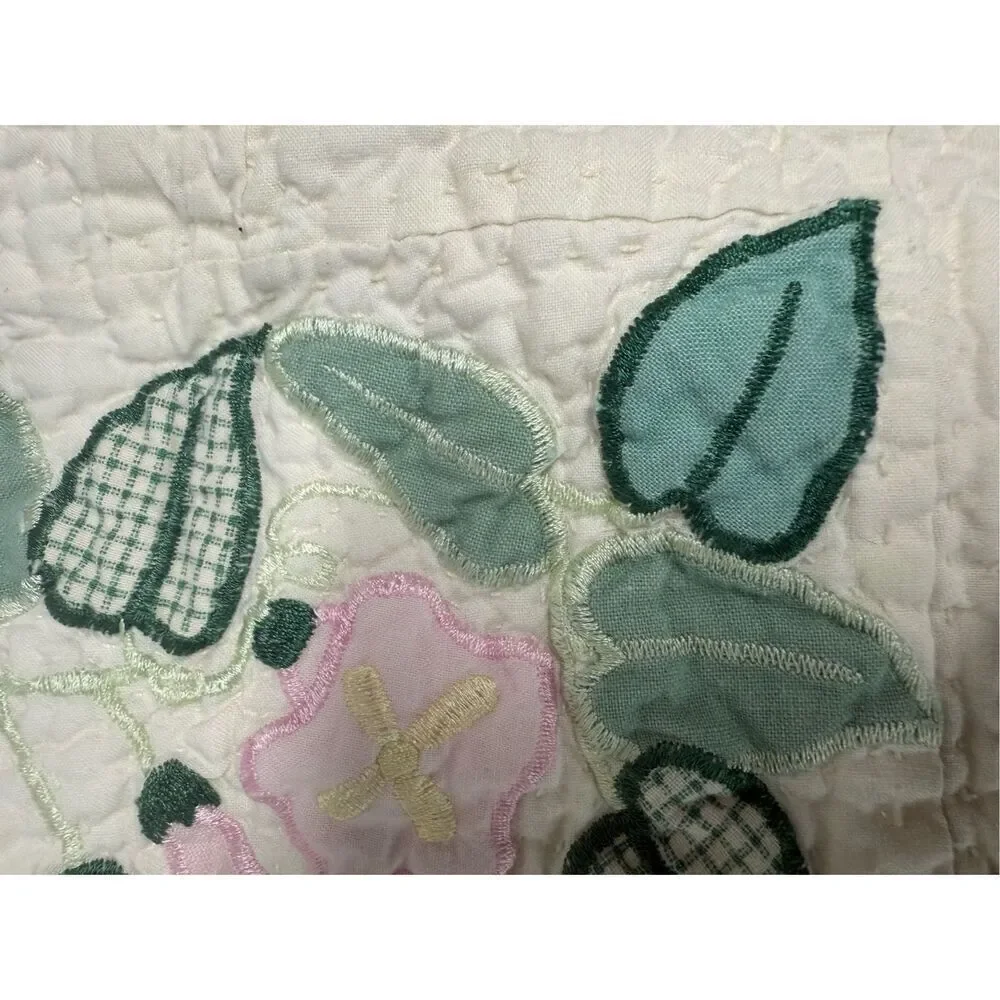 Quilted Floral with Green Fence Standard Pillow Sham 23